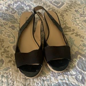 Open Toe Black Wedges